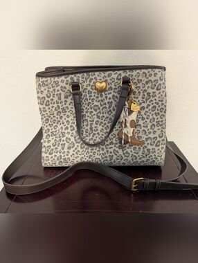 Betsey Johnson Leopard Print Purse with Western Charm -- Like New